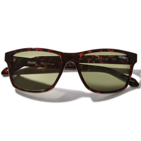 QUAY On Tour Sunglasses Polarized Tortoise Frame Green Lenses Unisex NWT - Picture 6 of 10